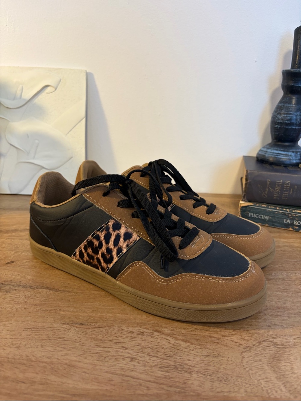 Leopard Print Sneakers EU 43 Black Tan